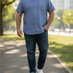 L.L. Bean Denim Blue Traditional Fit short sleeve Shirt